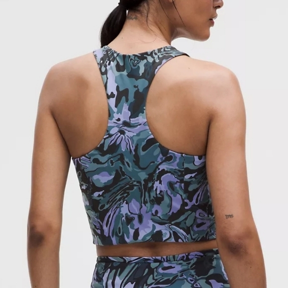 NWT Lululemon Swift Speed Cropped Tank Top In Flower Meld Multi Size 12 Sq. Dot - Picture 2 of 16